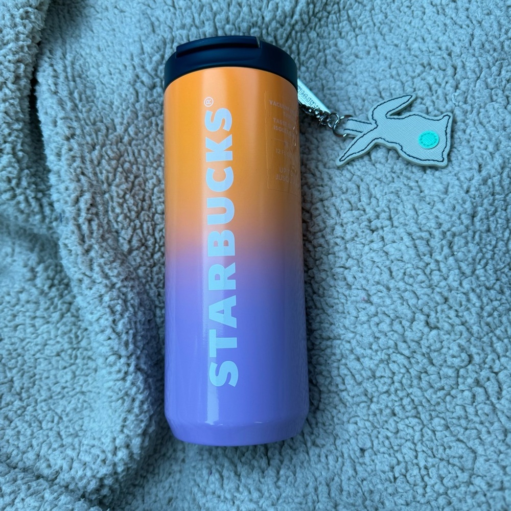 SOLD- NWT Starbucks Spring orange + lilac ombré w/ bunny charm 💜🧡
